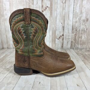 Durango Kid's Western Boots Brown Briar Green Square Toe Girls Size 5M